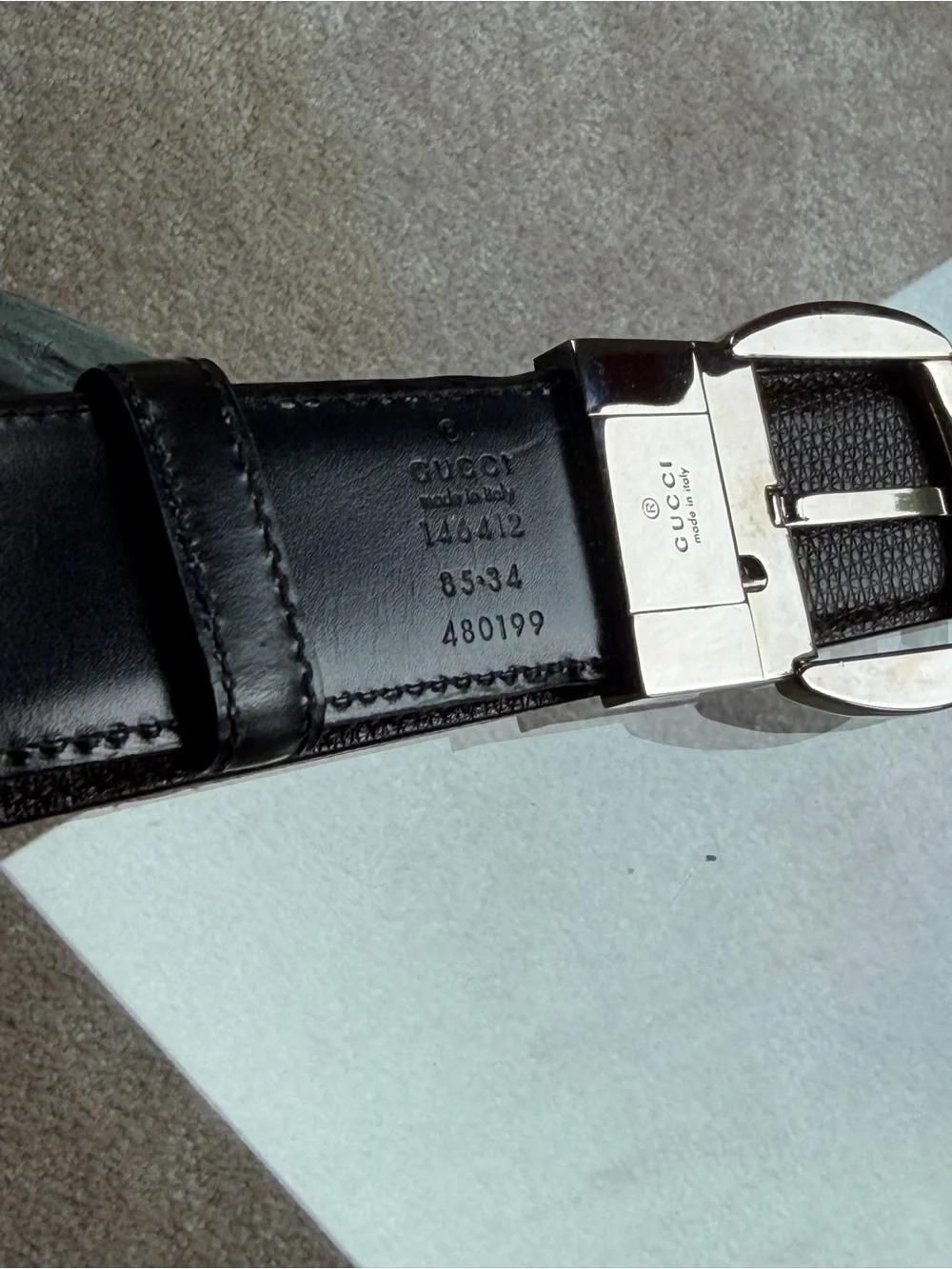Gucci Brown  an black like having 2 belts in 1 Leather Belt with Silver Buckle